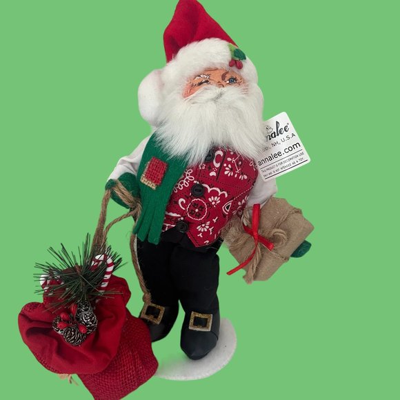 Annalee 9" Rustic Yuletide Santa & Sack W/Original Tag - Picture 1 of 16